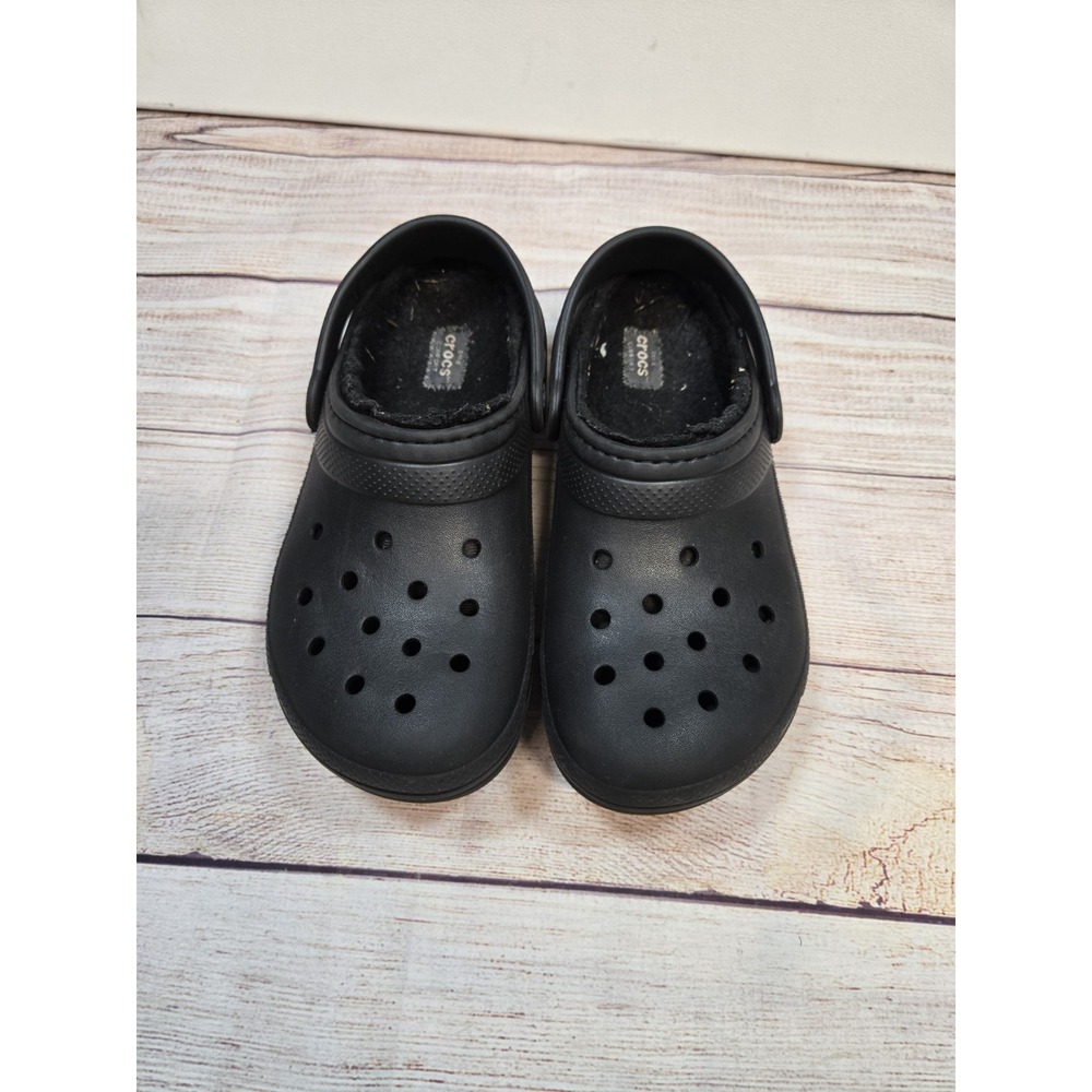 Youth Clogs  Size J3 Black Faux Fur Lined Clogs Slip On Shoes Slingback Kid's